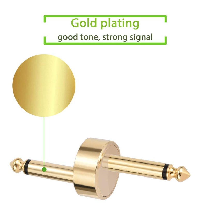OTraki Z Type Guitar Pedal Connector 4 Pack TS Copper Male Connector Pedal to Pedal Guitar Pedal Coupler, 6.3mm 1/4 Inch Flat Patch for Effect Pedalboard Space Saving, Gold - Image 3